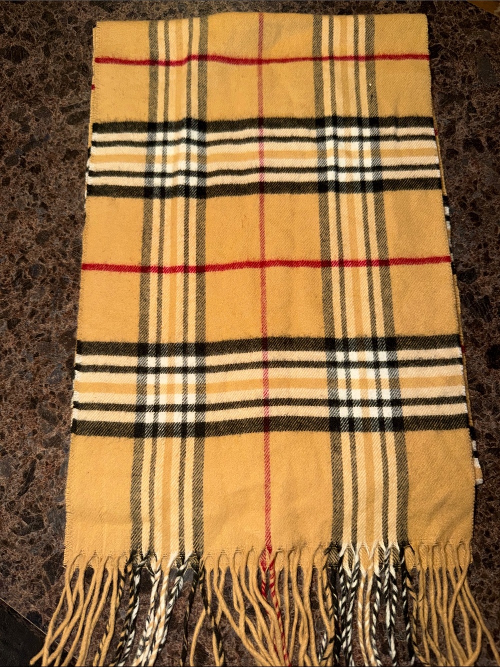 FRAAS Cashmink Tan and Black Check Scarf